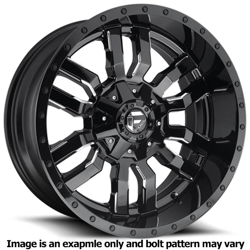 Sledge Series D595 Gloss Black Milled Wheel D59522208247 by Fuel