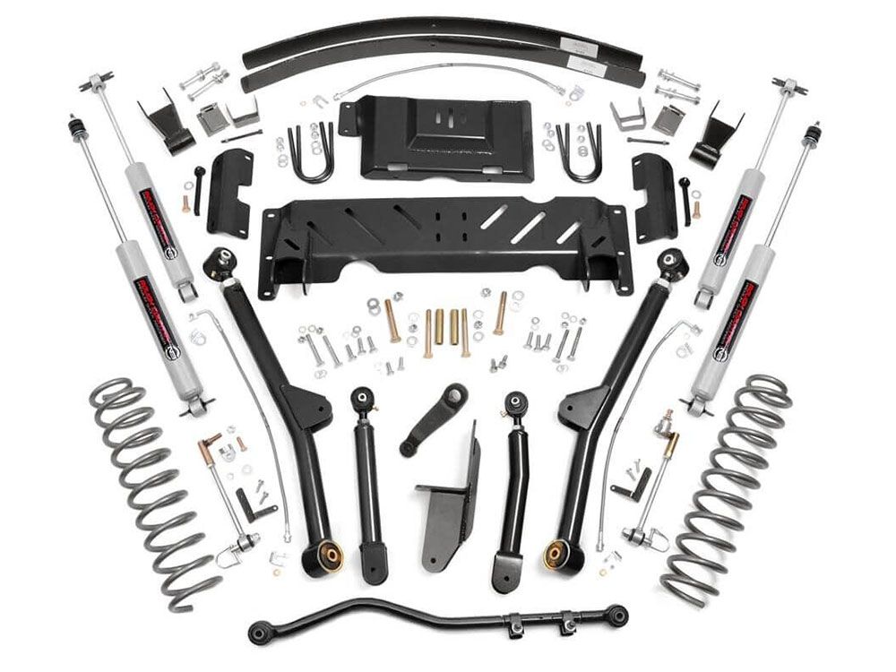 4.5" 1984-2001 Jeep Cherokee XJ 4WD Long Arm Lift Kit by Rough Country (w/rear add-a-leafs)